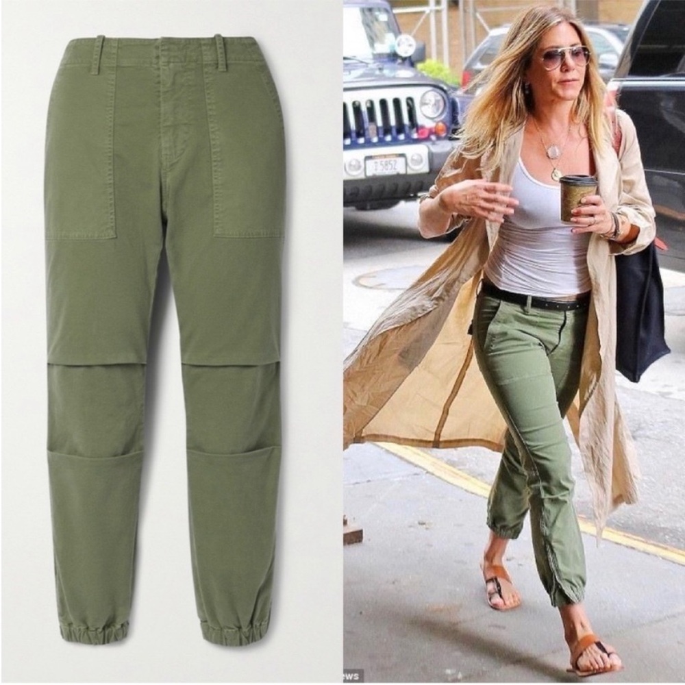 Nili Lotan Cropped French Military Pants cargo style joggers Green size 2 80NL